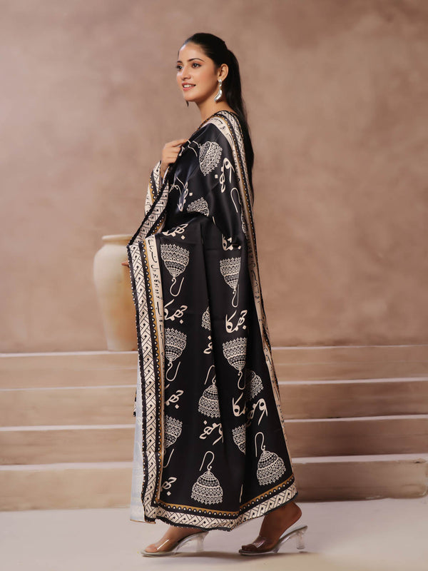 Jhumka Silk Dupatta (Black)