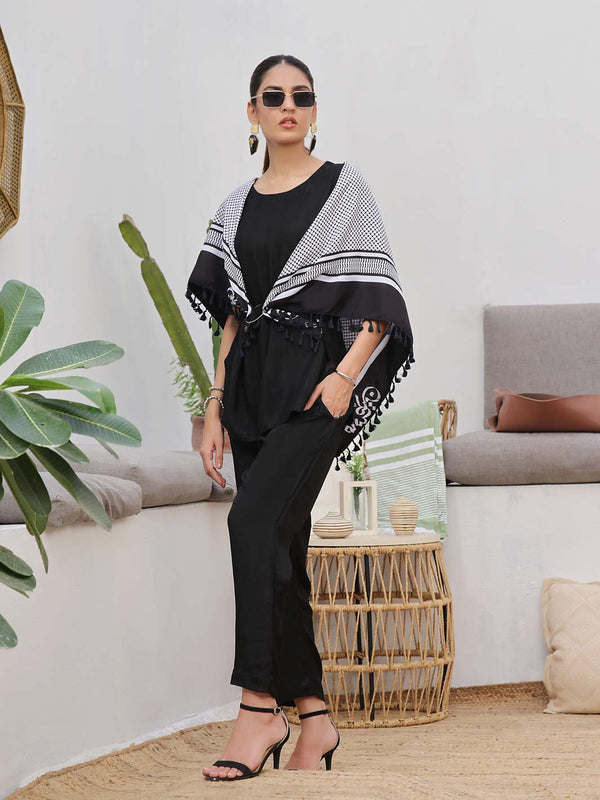 Palestine shoulder Scarf with Lace