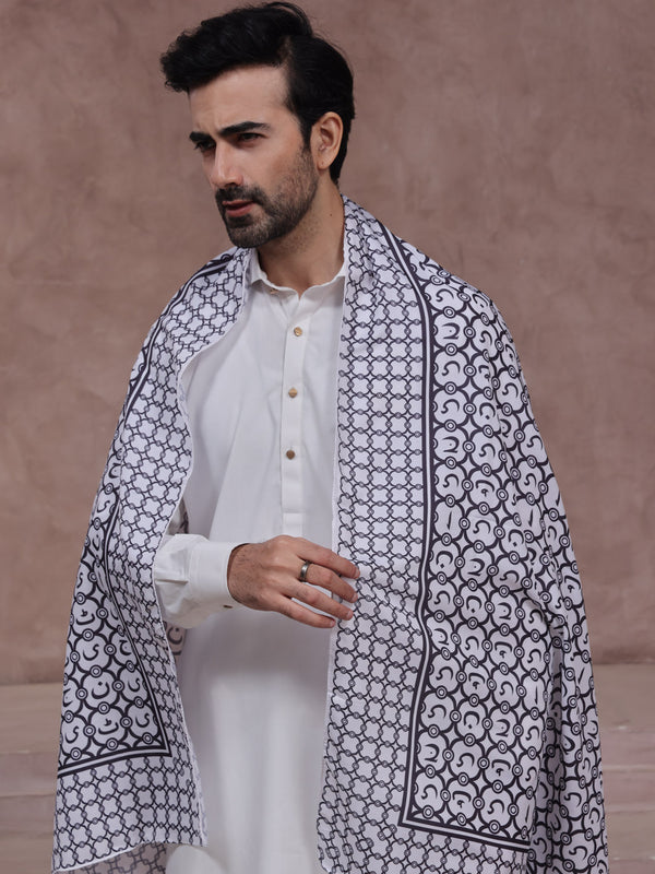 Jaan e Huroof Stole (White-Men)