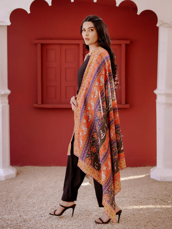 Phool Stripe Silk Dupatta (Dark Multi)