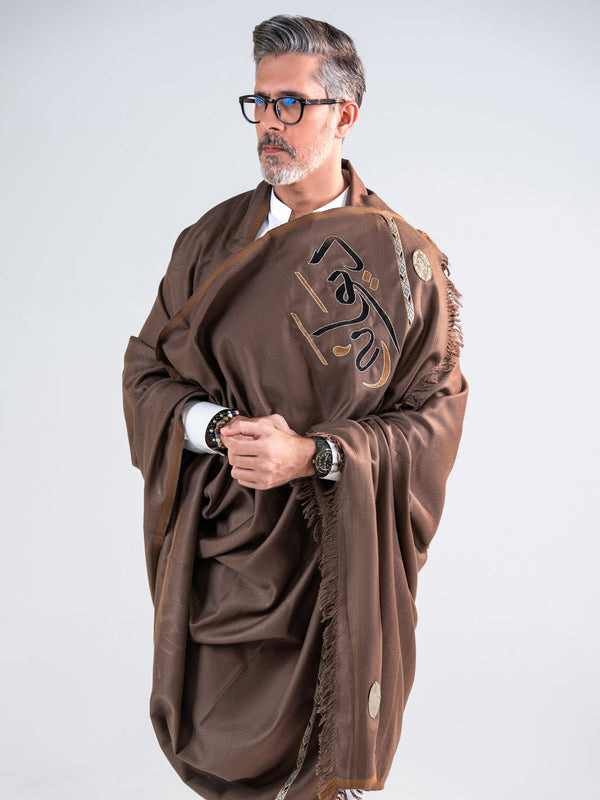 Deewana Shawl | Embroidered | Choco Brown