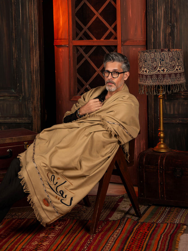 Deewana Shawl | Embroidered | Camel