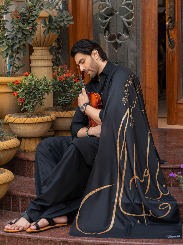 Alfaz e Iqbal Stole | Black