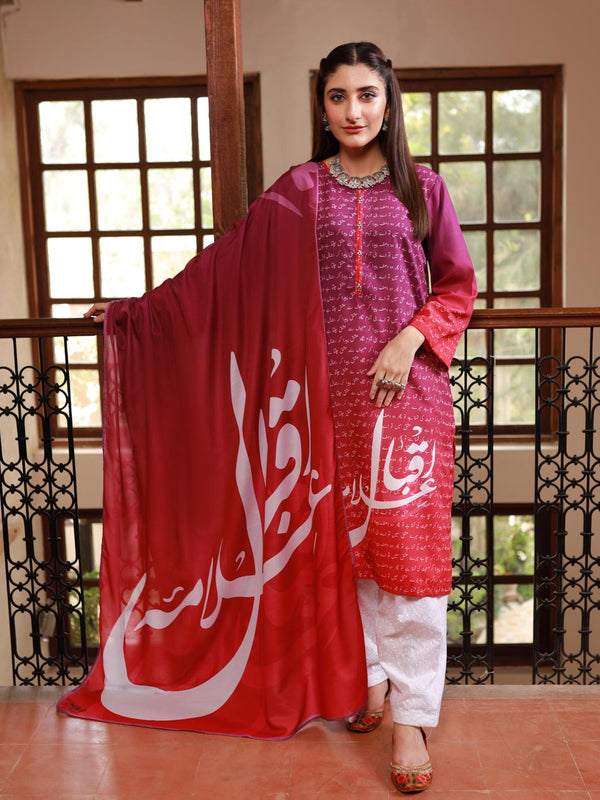 Iqbal Set V2 Stitched 2 Piece (Pink)