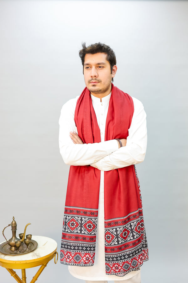Ajrak Mosaic Odhni | Redish