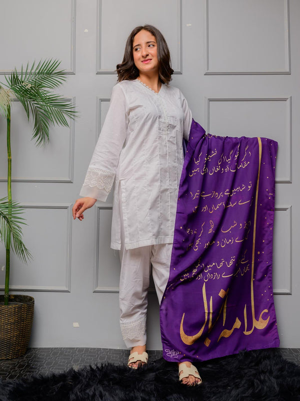 Iqbal Ka chand Stole (Purple)