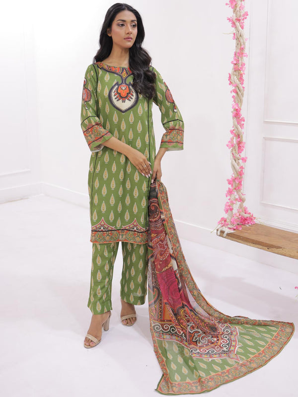 Amber Stitched 3 Pc (Olive Green)
